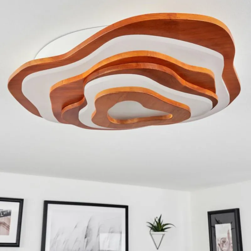 Lampes En Bois-hofstein Plafonnier Krieng LED Écru, Blanc, 1 lumière, Télécommandes