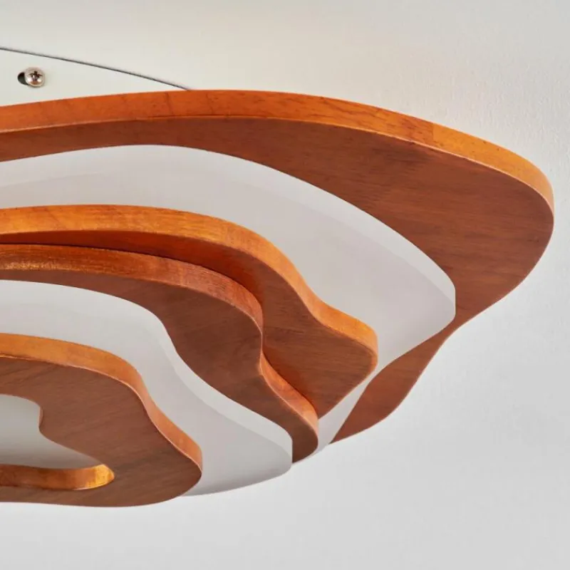 Lampes En Bois-hofstein Plafonnier Krieng LED Écru, Blanc, 1 lumière, Télécommandes