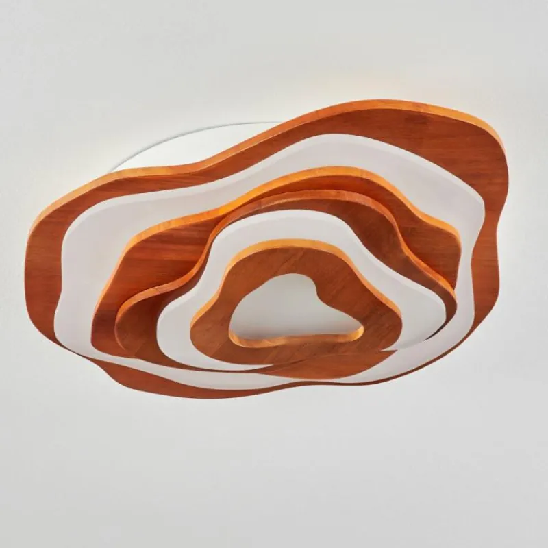 Lampes En Bois-hofstein Plafonnier Krieng LED Écru, Blanc, 1 lumière, Télécommandes