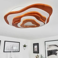 Lampes En Bois-hofstein Plafonnier Krieng LED Écru, Blanc, 1 lumière, Télécommandes