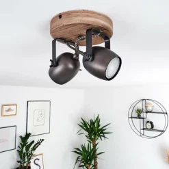 Luminaires Rustiques-hofstein Plafonnier Kuah Noir, 2 lumières