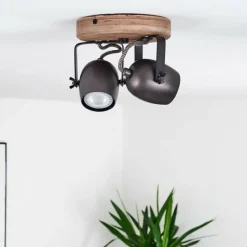 Luminaires Rustiques-hofstein Plafonnier Kuah Noir, 2 lumières