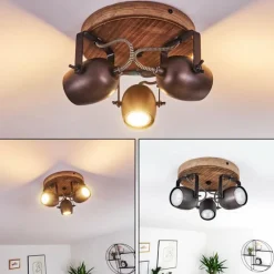 Luminaires Rustiques-hofstein Plafonnier Kuah Noir, 3 lumières