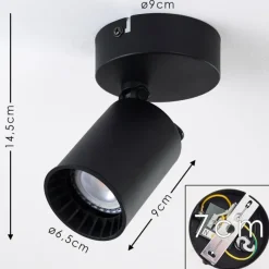 hofstein Plafonnier Kullaberg Noir, 1 lumière