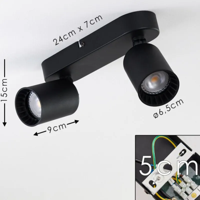 hofstein Plafonnier Kullaberg Noir, 2 lumières