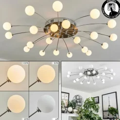 hofstein Plafonnier Lacosse LED Chrome, Nickel mat, 21 lumières