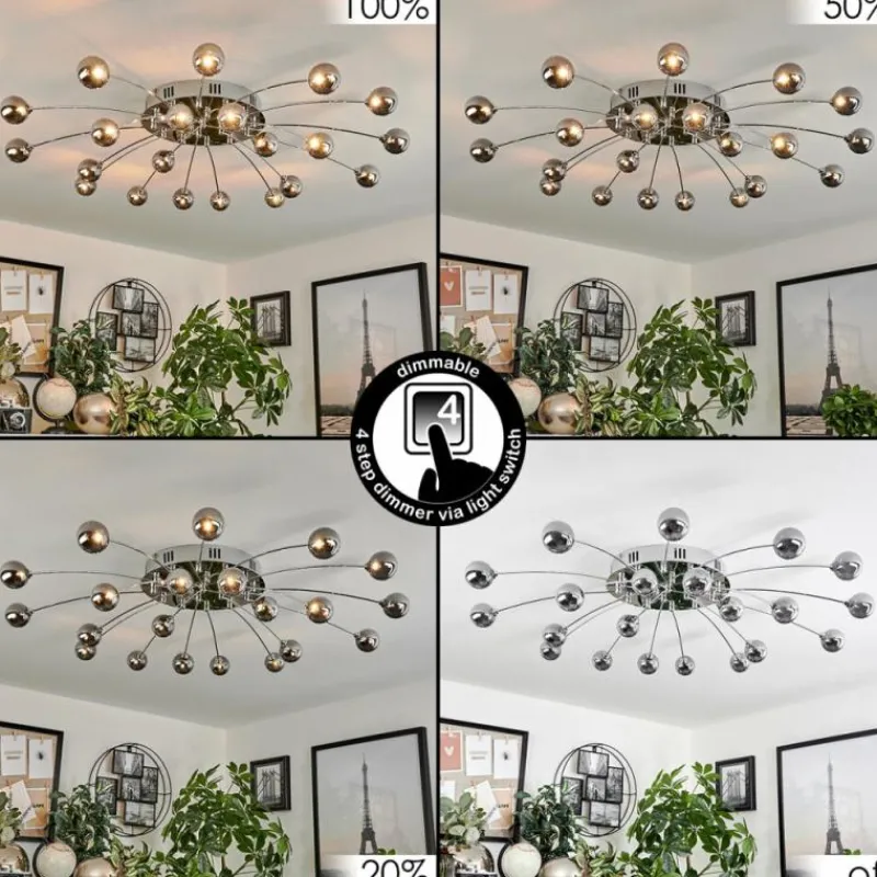 hofstein Plafonnier Lacosse LED Chrome, 21 lumières