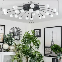 hofstein Plafonnier Lacosse LED Noir, 21 lumières