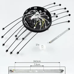 hofstein Plafonnier Lacosse LED Noir, 21 lumières