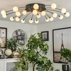 hofstein Plafonnier Lacosse LED Noir, 21 lumières