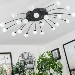 hofstein Plafonnier Lacosse LED Noir, 21 lumières