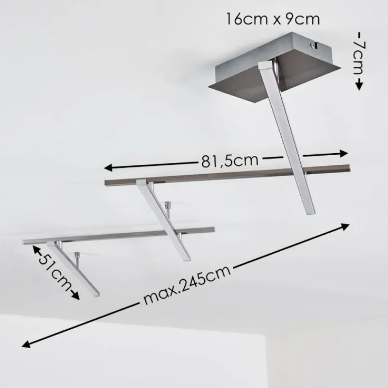 hofstein Plafonnier Lacure LED Nickel mat, 5 lumières* Éclairage Led