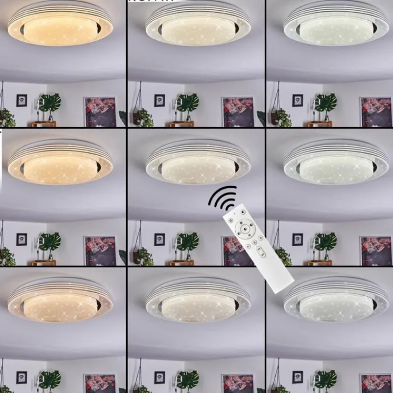 hofstein Plafonnier Laganadi LED Blanc, 1 lumière, Télécommandes