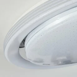 hofstein Plafonnier Laganadi LED Chrome, 1 lumière, Télécommandes, Changeur de couleurs