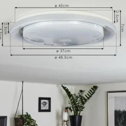 hofstein Plafonnier Laganadi LED Chrome, 1 lumière, Télécommandes, Changeur de couleurs