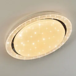 hofstein Plafonnier Laganadi LED Chrome, 1 lumière, Télécommandes, Changeur de couleurs