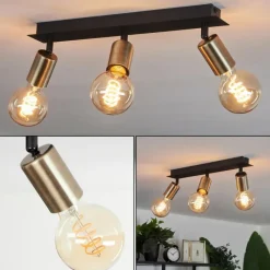 Lampes Vintages & Rétros-hofstein Plafonnier Laharie Vieux laiton, Noir, 3 lumières