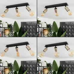 Lampes Vintages & Rétros-hofstein Plafonnier Laharie Vieux laiton, Noir, 3 lumières