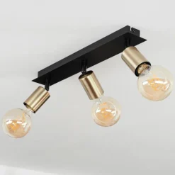 Lampes Vintages & Rétros-hofstein Plafonnier Laharie Vieux laiton, Noir, 3 lumières