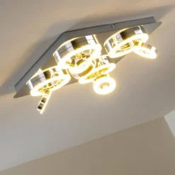 hofstein Plafonnier Lakeshore LED Chrome, 8 lumières