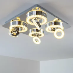 hofstein Plafonnier Lakeshore LED Chrome, 8 lumières