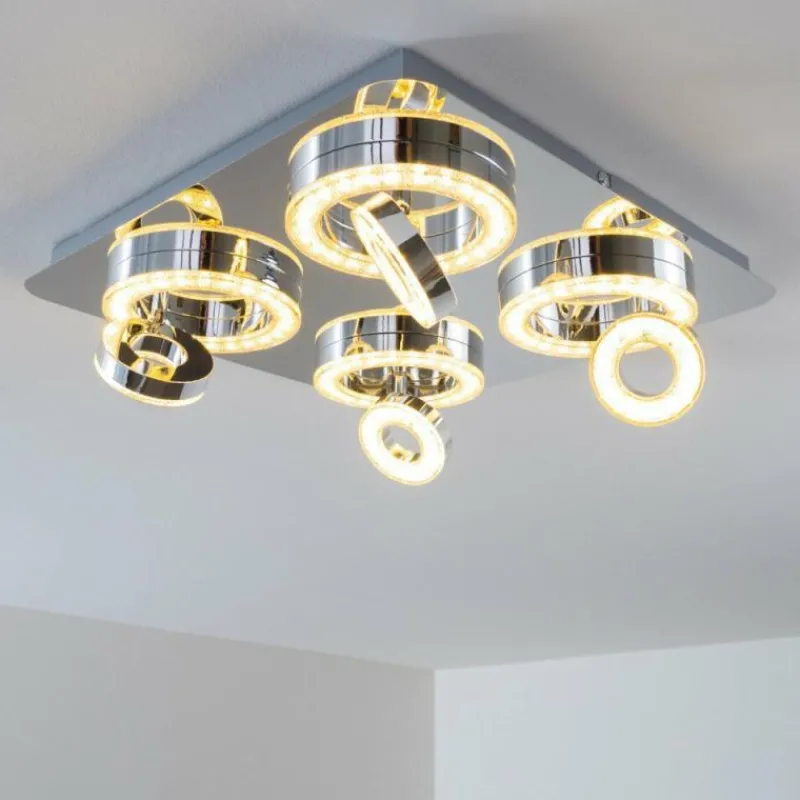 hofstein Plafonnier Lakeshore LED Chrome, 8 lumières