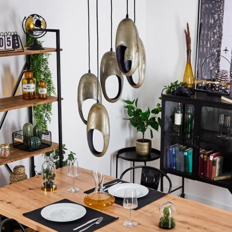 Lampes Industrielles-hofstein Plafonnier Lamington Argent Oxydé, 5 lumières