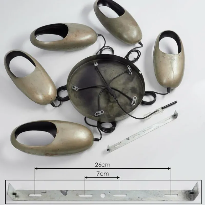 Lampes Industrielles-hofstein Plafonnier Lamington Argent Oxydé, 5 lumières