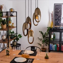 Lampes Industrielles-hofstein Plafonnier Lamington Argent Oxydé, 5 lumières