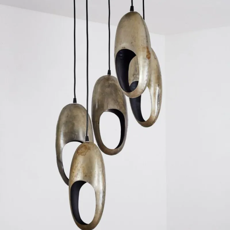 Lampes Industrielles-hofstein Plafonnier Lamington Argent Oxydé, 5 lumières