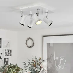 hofstein Plafonnier Lanrigan Chrome, Blanc, 4 lumières