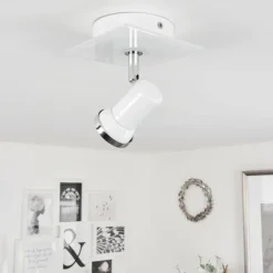 hofstein Plafonnier Lanrigan Chrome, Blanc, 1 lumière