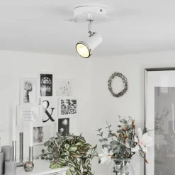 hofstein Plafonnier Lanrigan Chrome, Blanc, 1 lumière