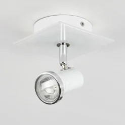 hofstein Plafonnier Lanrigan Chrome, Blanc, 1 lumière