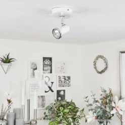 hofstein Plafonnier Lanrigan Chrome, Blanc, 1 lumière