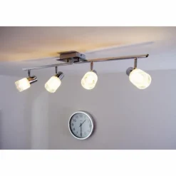 Luminaires Brilliant Plafonnier LED Brilliant Leuchten Chrome, Blanc, 4 lumières