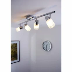 Luminaires Brilliant Plafonnier LED Brilliant Leuchten Chrome, Blanc, 4 lumières