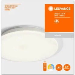 Luminaires Ledvance Plafonnier LEDVANCE ORBIS Argenté, 1 lumière, Télécommandes, Changeur de couleurs* Éclairage Led