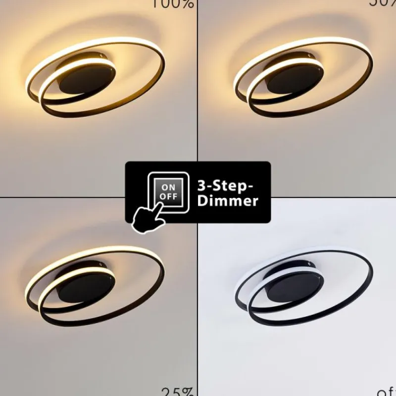 hofstein Plafonnier Leksund LED Noir, 1 lumière