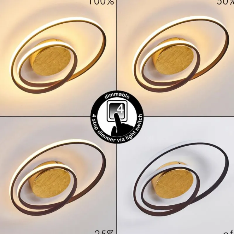 Lampes Dorées-hofstein Plafonnier Leksund LED Or, 2 lumières