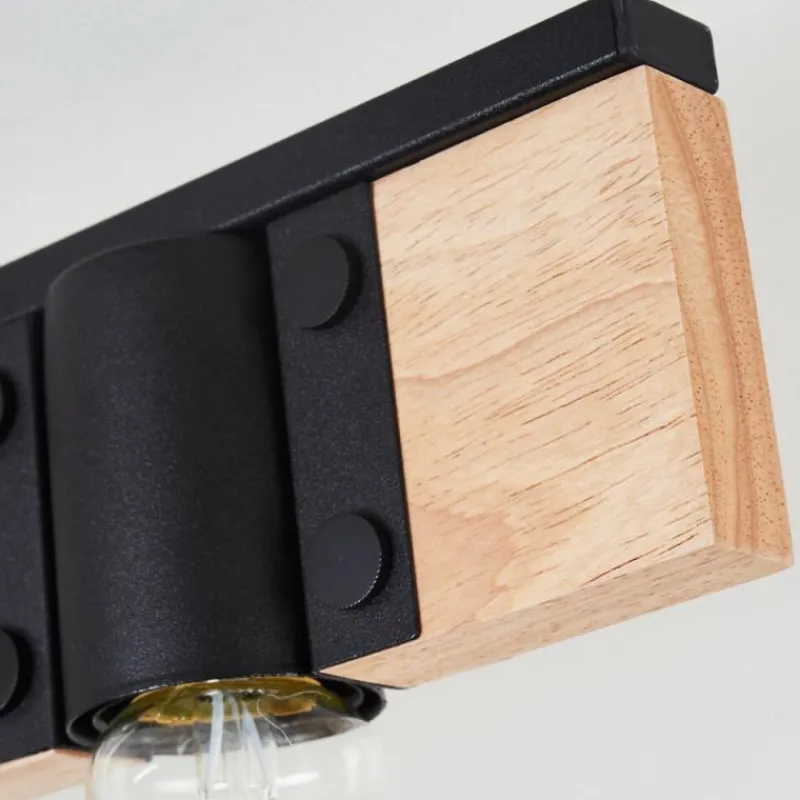 Lampes Industrielles-hofstein Plafonnier Lemou Bois clair, Noir, 3 lumières