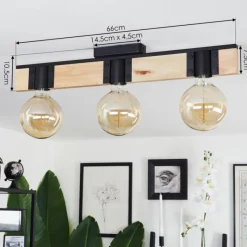 Lampes Industrielles-hofstein Plafonnier Lemou Bois clair, Noir, 3 lumières