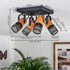 Luminaires Scandinaves-hofstein Plafonnier Lenalau Noir, 4 lumières