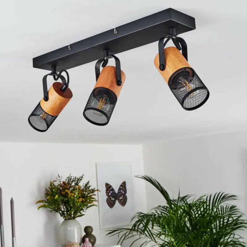 Lampes Industrielles-hofstein Plafonnier Lengalau Noir, 3 lumières