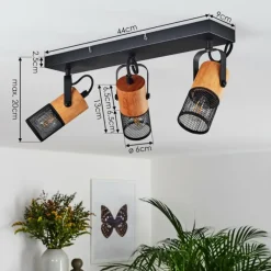 Lampes Industrielles-hofstein Plafonnier Lengalau Noir, 3 lumières