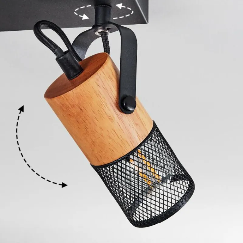 Lampes Industrielles-hofstein Plafonnier Lengalau Noir, 3 lumières