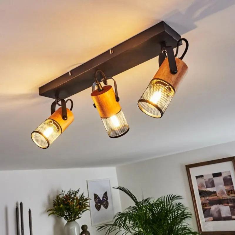 Lampes Industrielles-hofstein Plafonnier Lengalau Noir, 3 lumières