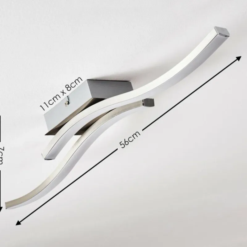 hofstein Plafonnier Letala LED Chrome, Nickel mat, 2 lumières* Éclairage Led