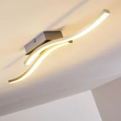 hofstein Plafonnier Letala LED Chrome, Nickel mat, 2 lumières* Éclairage Led