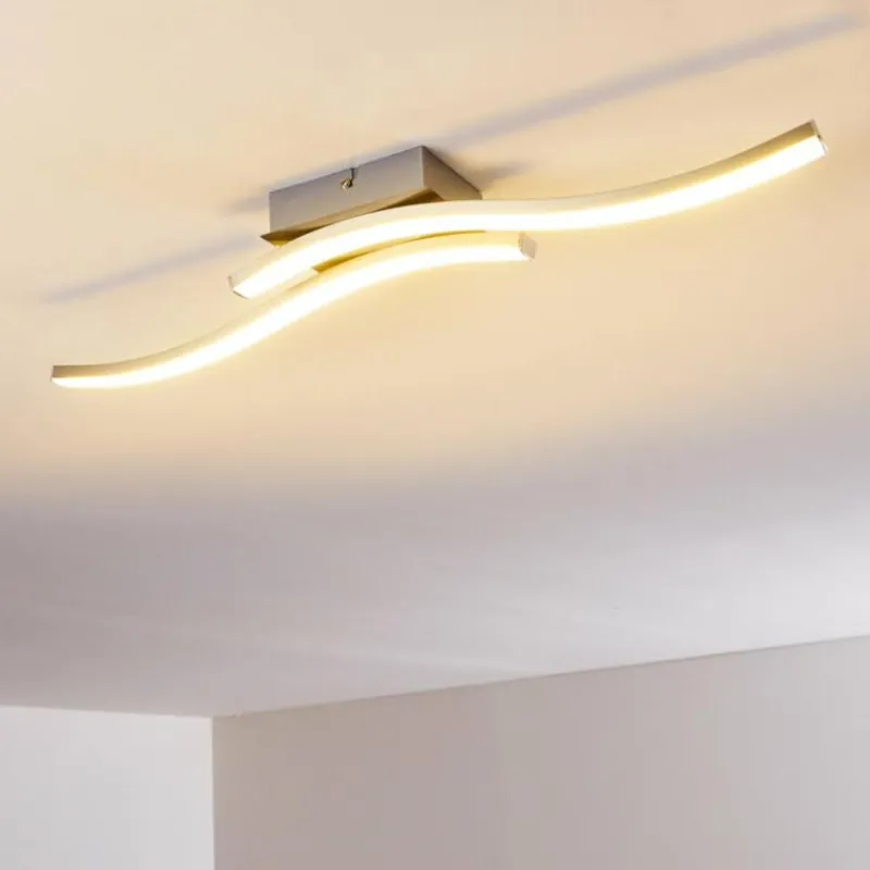 hofstein Plafonnier Letala LED Chrome, Nickel mat, 2 lumières* Éclairage Led